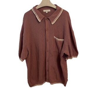 Urban Outfitters Shirt Knitted Large Mauve Men’s Relaxed Fit Standard Cloth